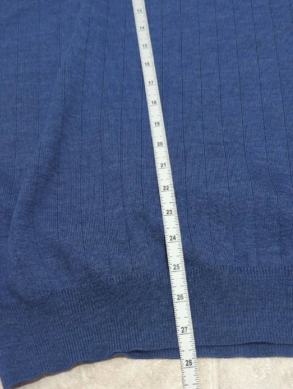 Toscano Made in Italy 100% Extrafine Merino Wool Ribbed Sweater Blue